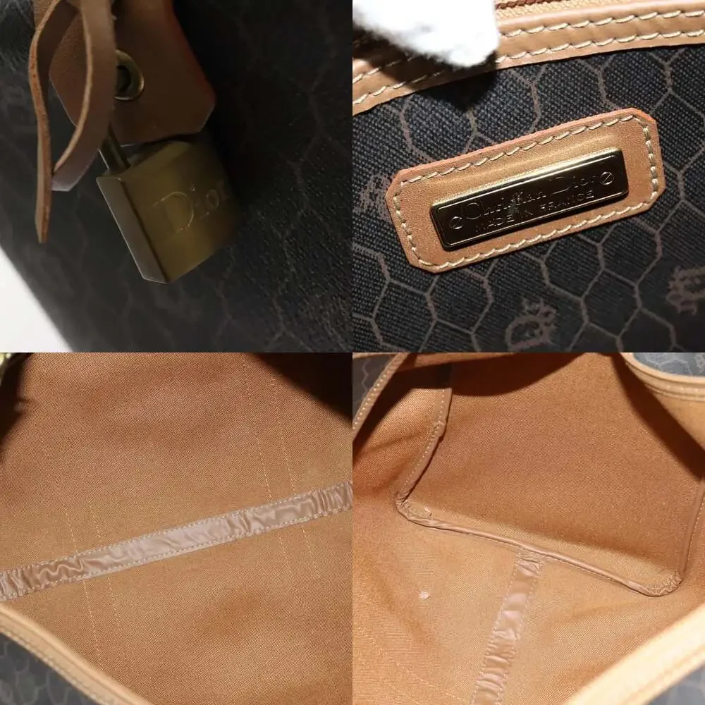 DIOR Honeycomb Canvas Boston Bag Pvc Black Gold